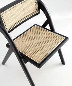 Lambinet Folding Dining Chair in Black and Natural Cane (set of 4) - Ornate Home