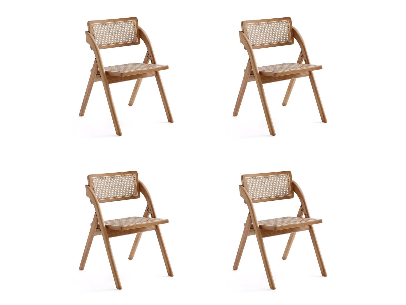 Lambinet Folding Dining Chair in Nature Cane (set of 4) - Ornate Home