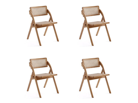 Lambinet Folding Dining Chair in Nature Cane (set of 4) - Ornate Home