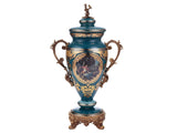 Lambrini Blue & Gold Urn  / HD-4016S - Ornate Home