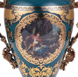 Lambrini Blue & Gold Urn  / HD-4016S - Ornate Home