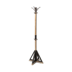Lamda Black/Light Brown Metal and Wood Coat Rack - Ornate Home