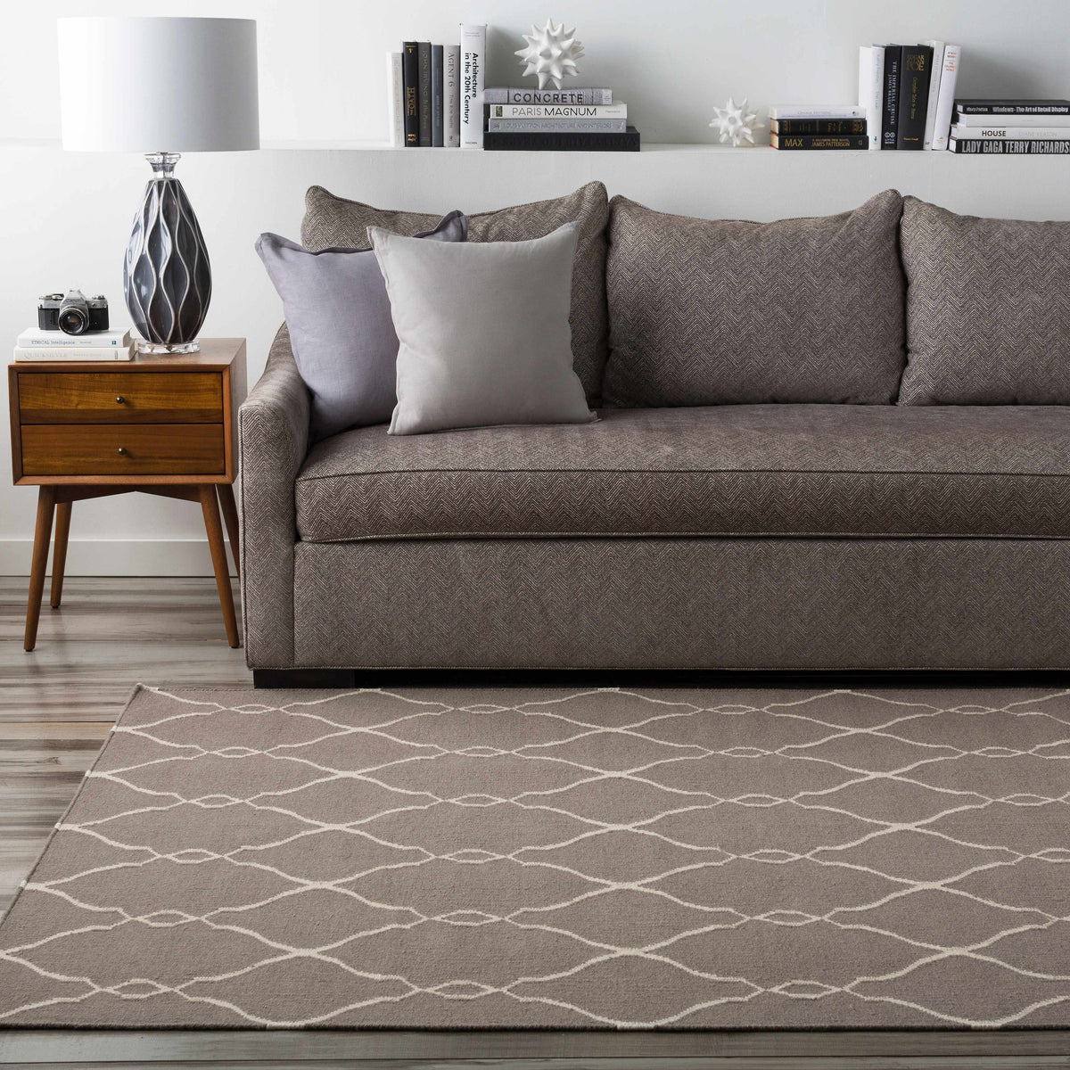 Lamy Beige Trellis Wool Rug - Clearance - Ornate Home
