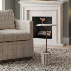 Lana Bronze/Brown Scalloped Marble Drink Table - Ornate Home