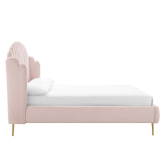 Lana Pink Performance Velvet Queen Wingback Platform Bed - Ornate Home