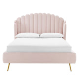Lana Pink Performance Velvet Queen Wingback Platform Bed - Ornate Home