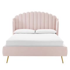 Lana Pink Performance Velvet Queen Wingback Platform Bed - Ornate Home