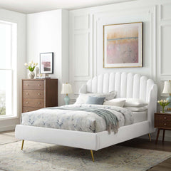 Lana White Performance Velvet Queen Wingback Platform Bed - Ornate Home