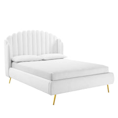 Lana White Performance Velvet Queen Wingback Platform Bed - Ornate Home