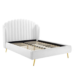 Lana White Performance Velvet Queen Wingback Platform Bed - Ornate Home