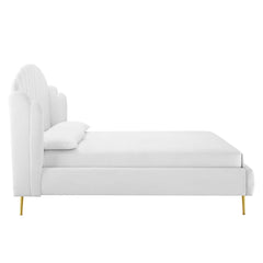 Lana White Performance Velvet Queen Wingback Platform Bed - Ornate Home