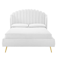 Lana White Performance Velvet Queen Wingback Platform Bed - Ornate Home