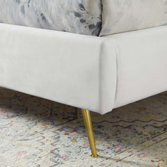 Lana White Performance Velvet Queen Wingback Platform Bed - Ornate Home