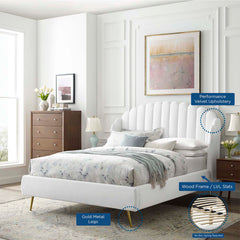 Lana White Performance Velvet Queen Wingback Platform Bed - Ornate Home