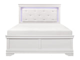 Lana White Queen Bed with LED Lighting - Ornate Home