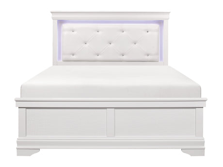 Lana White Queen Bed with LED Lighting - Ornate Home