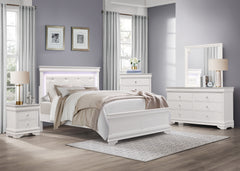 Lana White Queen Panel Bed w/ LED Light HB - Ornate Home