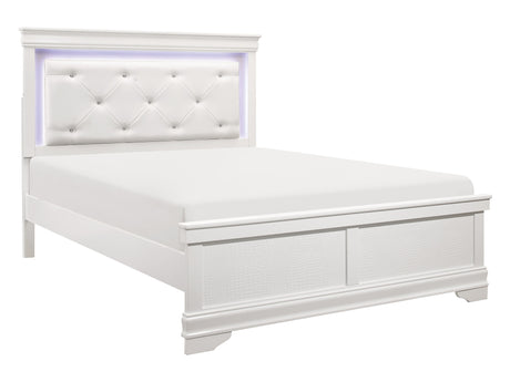 Lana White Queen Panel Bed w/ LED Light HB - Ornate Home