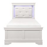Lana White Twin Panel Bed w/ LED Light HB - Ornate Home