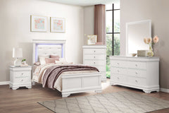 Lana White Twin Panel Bed w/ LED Light HB - Ornate Home