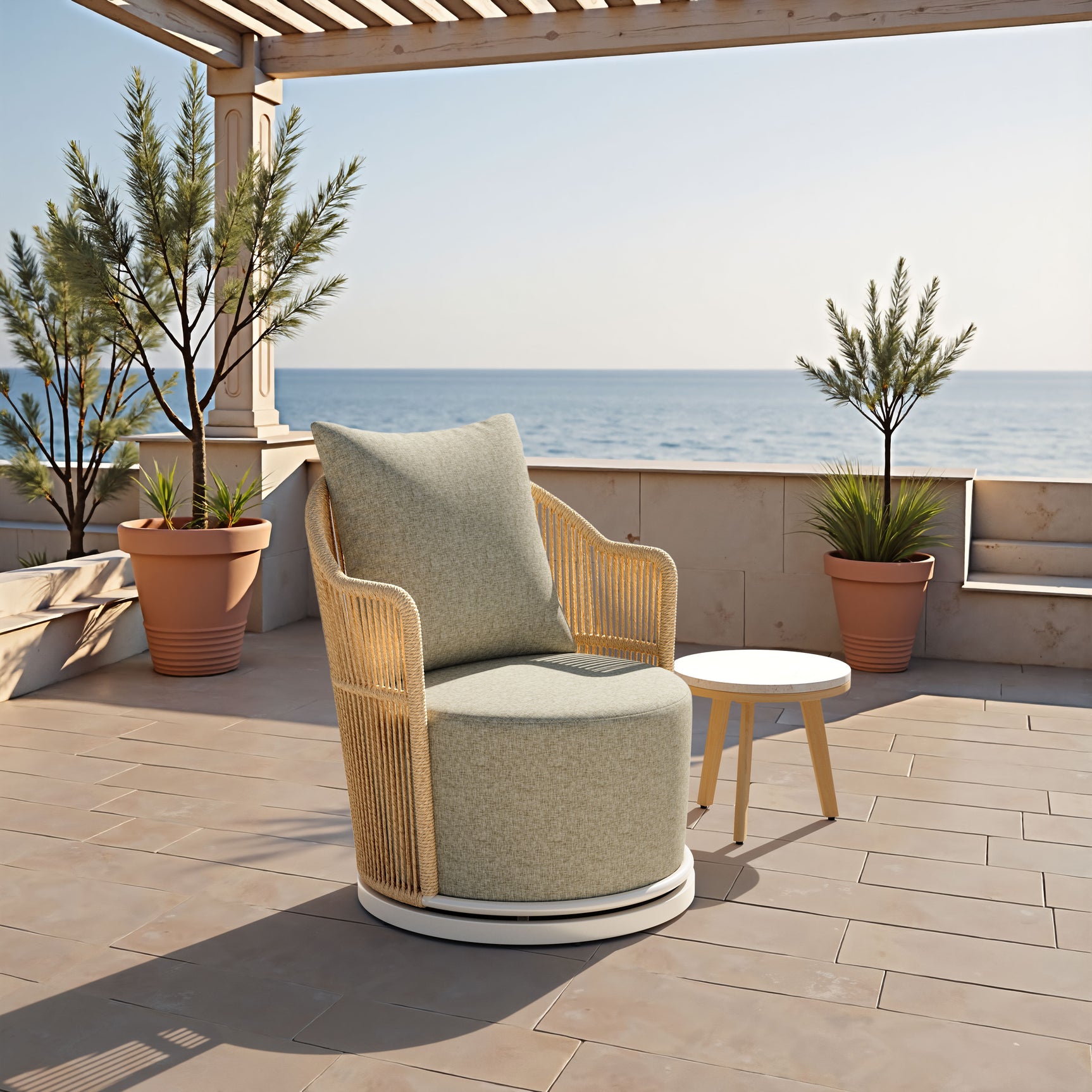 Lanai Multicolor Swivel Chair - Ornate Home