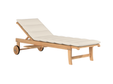 Lance Teak Canvas Outdoor Reclining Sunlounger with Sunbrella® Cushion and Slide-out Tray - Ornate Home