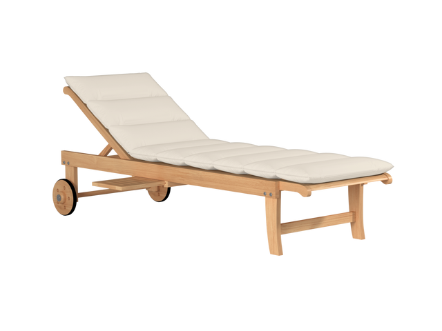 Lance Teak Canvas Outdoor Reclining Sunlounger with Sunbrella® Cushion and Slide-out Tray - Ornate Home