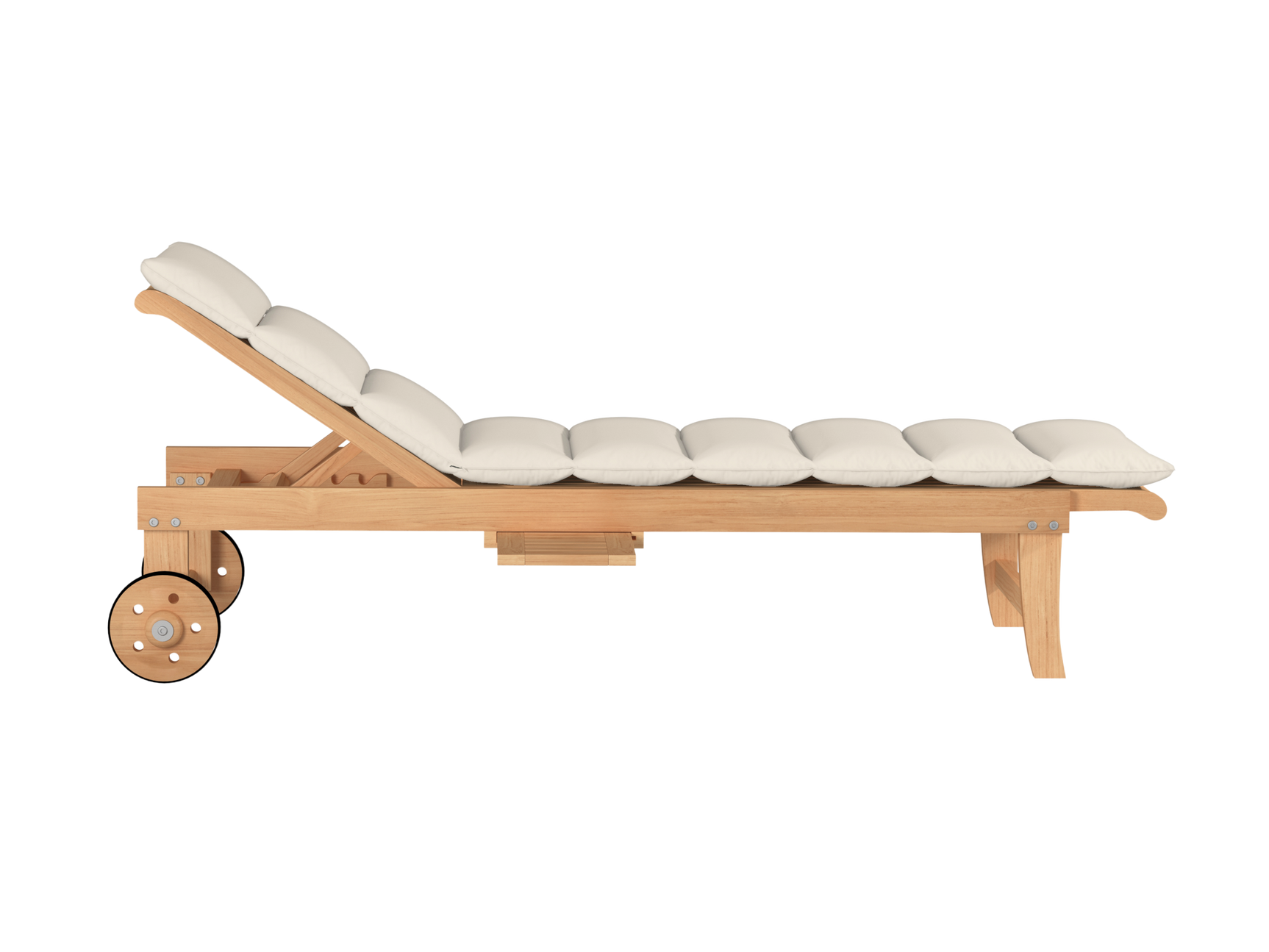 Lance Teak Canvas Outdoor Reclining Sunlounger with Sunbrella® Cushion and Slide-out Tray - Ornate Home