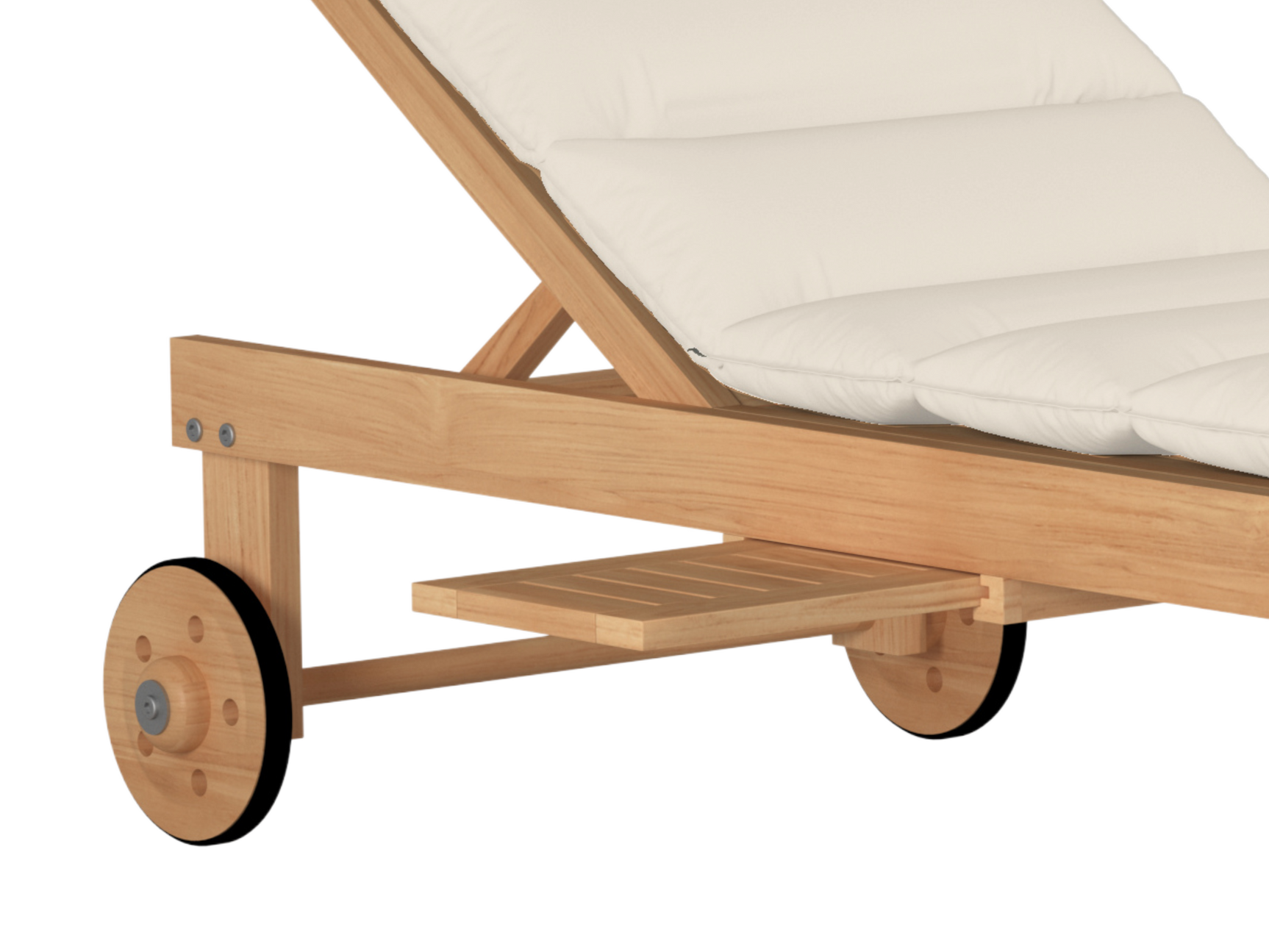 Lance Teak Canvas Outdoor Reclining Sunlounger with Sunbrella® Cushion and Slide-out Tray - Ornate Home