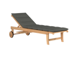 Lance Teak Charcoal Outdoor Reclining Sunlounger with Sunbrella® Cushion and Slide-out Tray - Ornate Home