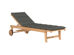 Lance Teak Charcoal Outdoor Reclining Sunlounger with Sunbrella® Cushion and Slide-out Tray - Ornate Home