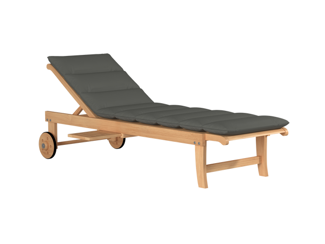 Lance Teak Charcoal Outdoor Reclining Sunlounger with Sunbrella® Cushion and Slide-out Tray - Ornate Home