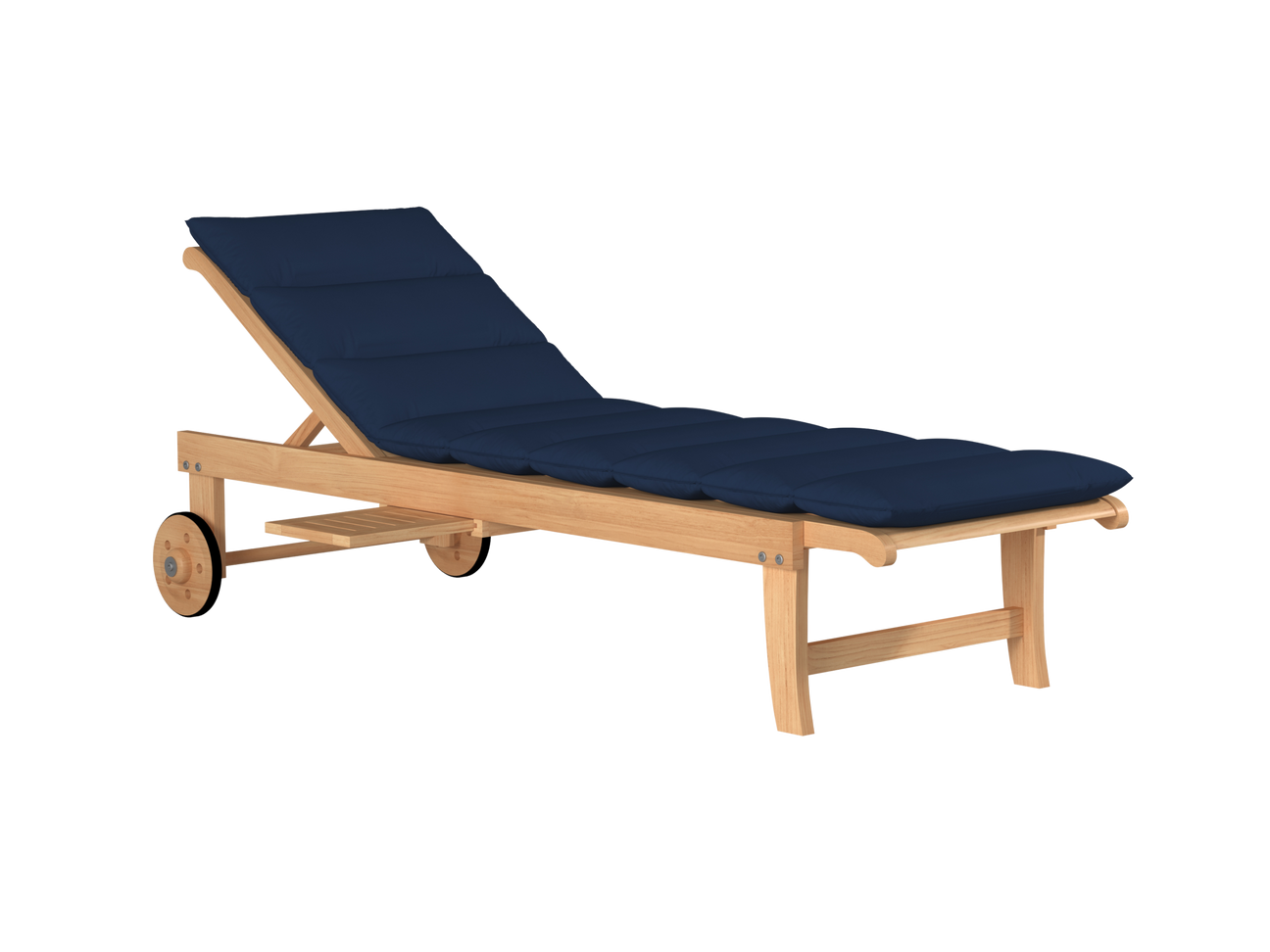 Lance Teak Navy Outdoor Reclining Sunlounger with Sunbrella® Cushion and Slide-out Tray - Ornate Home