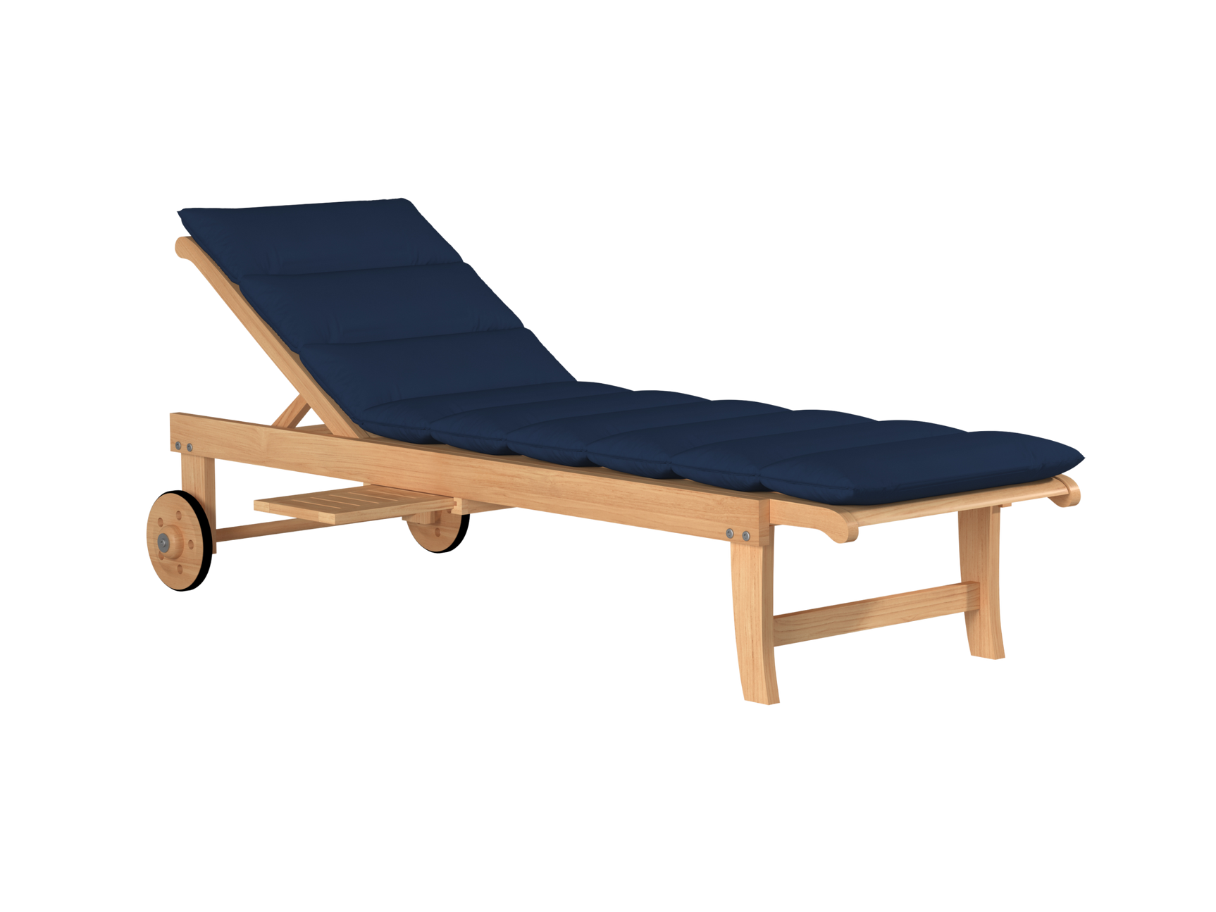 Lance Teak Navy Outdoor Reclining Sunlounger with Sunbrella® Cushion and Slide-out Tray - Ornate Home
