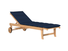 Lance Teak Navy Outdoor Reclining Sunlounger with Sunbrella® Cushion and Slide-out Tray - Ornate Home