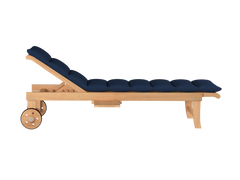Lance Teak Navy Outdoor Reclining Sunlounger with Sunbrella® Cushion and Slide-out Tray - Ornate Home