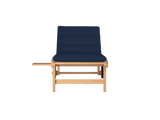 Lance Teak Navy Outdoor Reclining Sunlounger with Sunbrella® Cushion and Slide-out Tray - Ornate Home