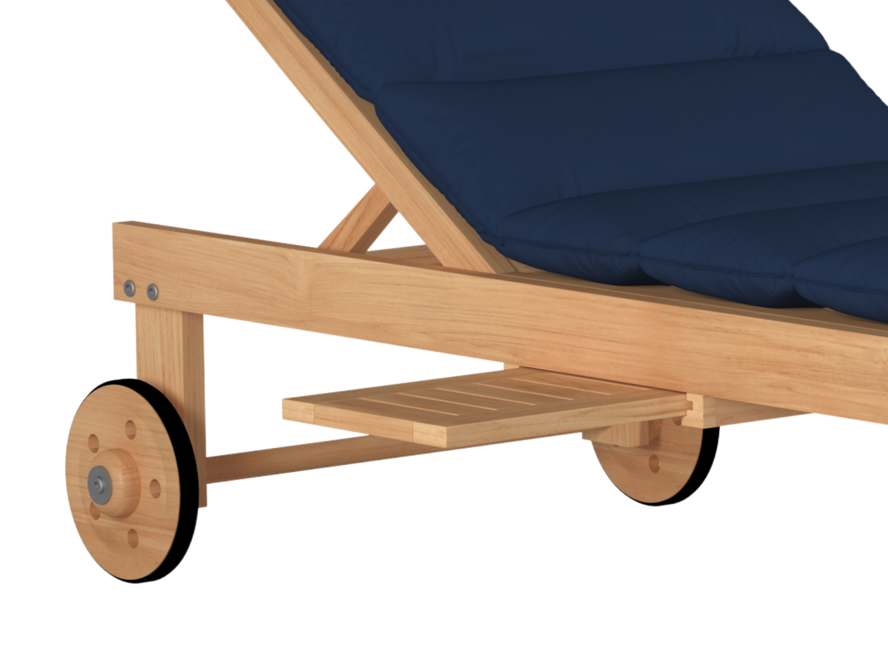 Lance Teak Navy Outdoor Reclining Sunlounger with Sunbrella® Cushion and Slide-out Tray - Ornate Home