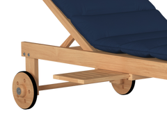 Lance Teak Navy Outdoor Reclining Sunlounger with Sunbrella® Cushion and Slide-out Tray - Ornate Home