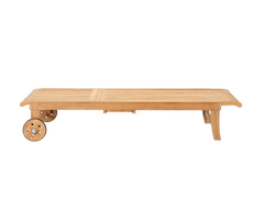 Lance Teak Outdoor Reclining Sunlounger with Rear Wheels and Slide-out Tray - Ornate Home