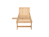 Lance Teak Outdoor Reclining Sunlounger with Rear Wheels and Slide-out Tray - Ornate Home