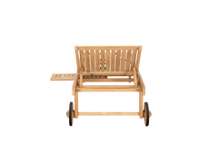 Lance Teak Outdoor Reclining Sunlounger with Rear Wheels and Slide-out Tray - Ornate Home