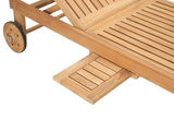 Lance Teak Outdoor Reclining Sunlounger with Rear Wheels and Slide-out Tray - Ornate Home