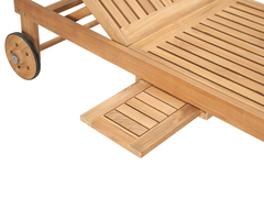 Lance Teak Outdoor Reclining Sunlounger with Rear Wheels and Slide-out Tray - Ornate Home
