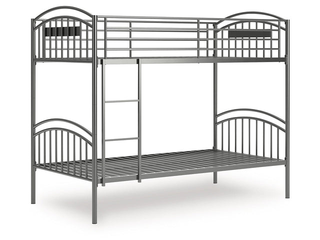Lanceburg Gray Twin/Twin Bunk Bed w/Ladder (Online Special Price) - Ornate Home