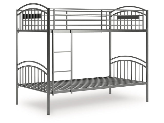 Lanceburg Gray Twin/Twin Bunk Bed w/Ladder - Ornate Home