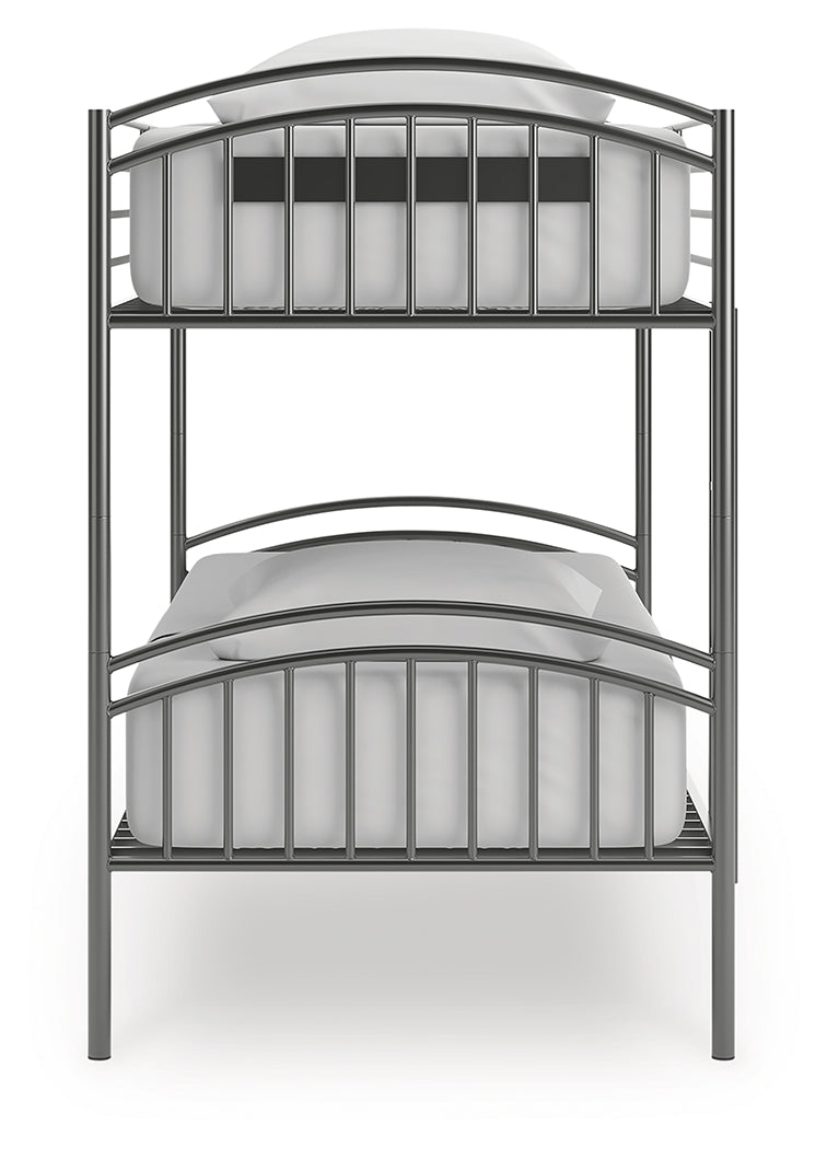 Lanceburg Gray Twin over Twin Bunk Bed and 2 Mattresses (Online Special Price) - Ornate Home