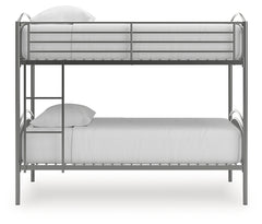 Lanceburg Gray Twin over Twin Bunk Bed and 2 Mattresses - Ornate Home