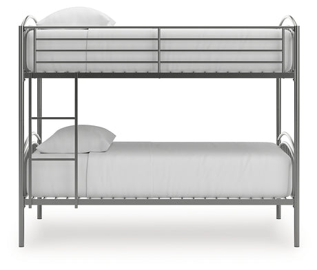Lanceburg Gray Twin over Twin Bunk Bed and 2 Mattresses - Ornate Home