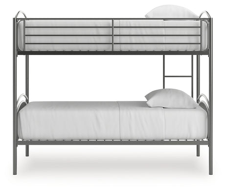 Lanceburg Gray Twin over Twin Bunk Bed and 2 Mattresses - Ornate Home